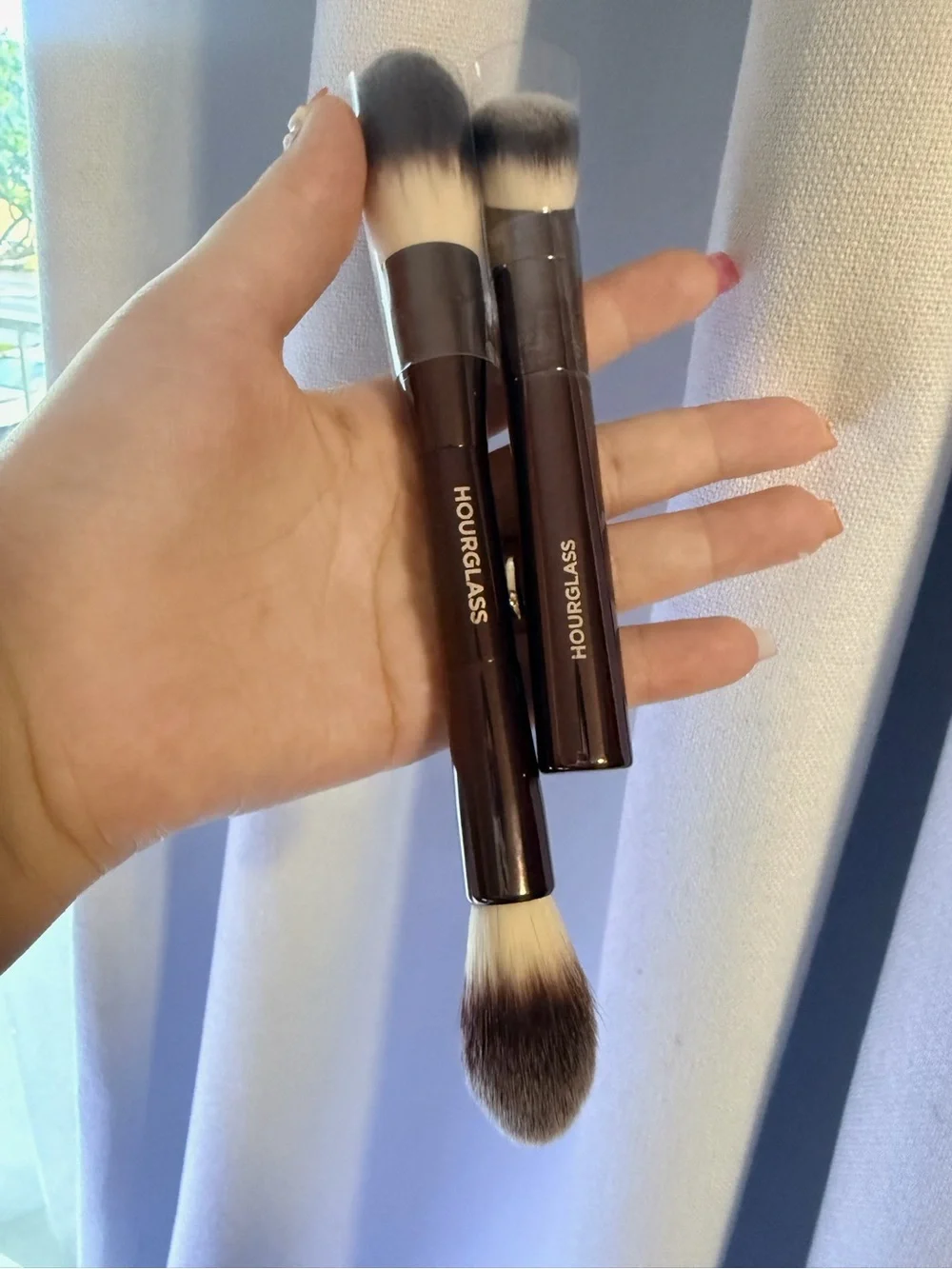 Hourglass Dual-Ended Foundation & Blending Brush Set - Brown